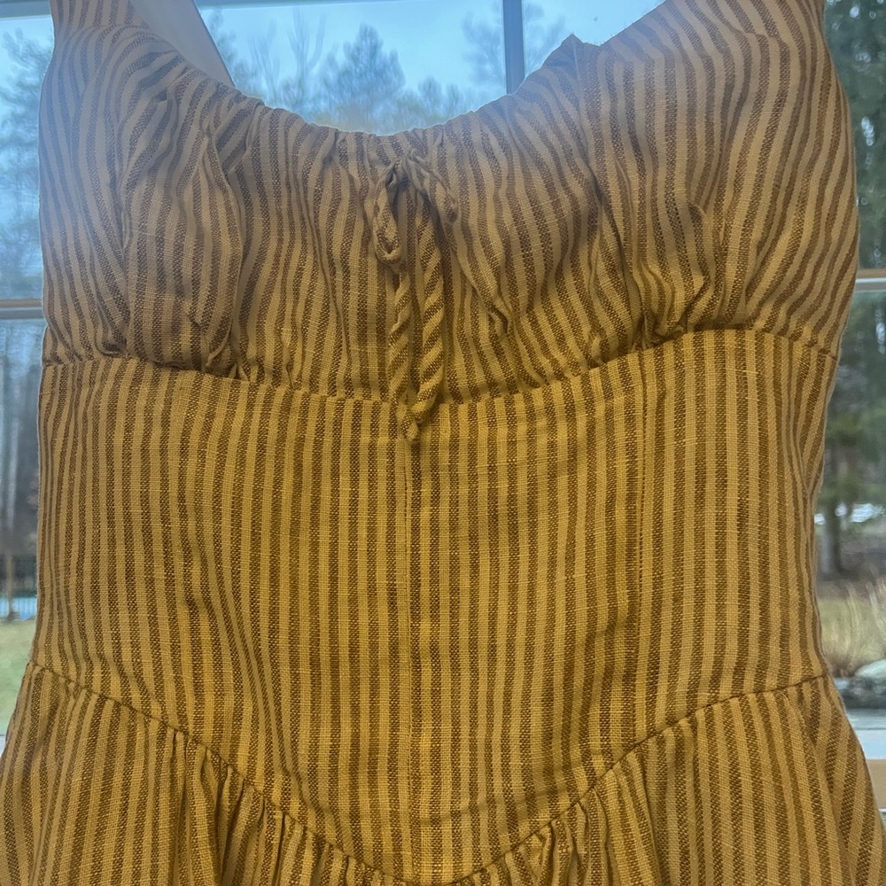 Reformation Tan & Cream Striped Linen Dress Size 2 EUC - Picture 5 of 6
